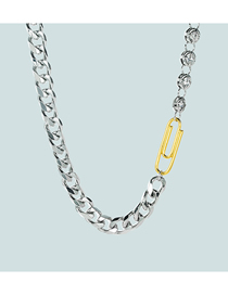 Fashion Silver Electroplated Zirconium Thick Chain Necklace