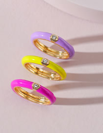 Fashion Purple+yellow+rose Red Geometric Dripping Ring Set
