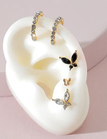 Fashion Gold Unilateral Asymmetric Butterfly Stud Earring Set