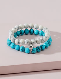 Fashion Blue+white Blue Pine White Pine Beaded Bracelet Set