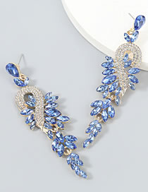 Fashion Blue Alloy Inlaid Rhinestone Geometric Earrings