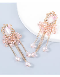 Fashion Pink Alloy Geometric Tassel Earrings