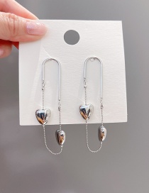 Fashion Silver Three-dimensional Love Metal Earrings