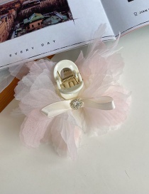 Fashion Pink Flower Net Yarn Grabbing Clip
