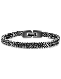 Fashion Black 21cm Stainless Steel Keel Snake Chain Bracelet
