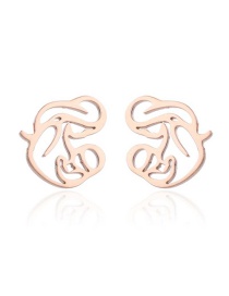 Fashion Rose Gold Stainless Steel Hollow Mother Breastfeeding Pattern Earrings
