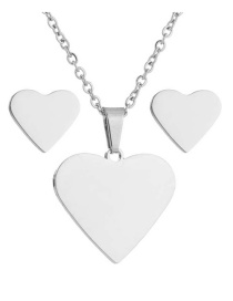 Fashion Silver Three-piece Stainless Steel Love Necklace