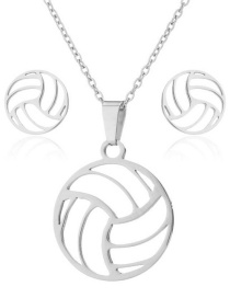 Fashion Steel Color Three-piece Stainless Steel Geometric Volleyball Necklace