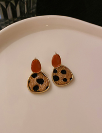 Fashion Round Orange Leopard Round Oil Drop Earrings