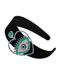Fashion Lake Green Fabric Alloy Diamond-studded Love Eyes Headband