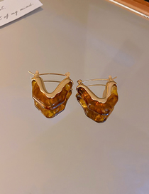Fashion Brown Metal V-shaped Resin Stud Earrings