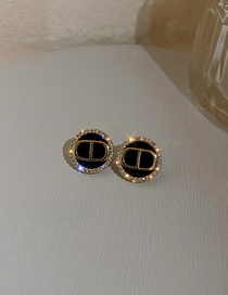 Fashion Gold Color Real Gold Electroplated Diamond Letter Earrings