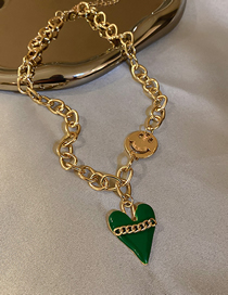 Fashion Green Love Smiley Chain Earrings