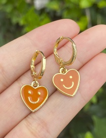 Fashion Yellow Alloy Dripping Love Smiley Earrings