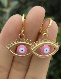 Fashion Pink Alloy Hollow Eye Earrings