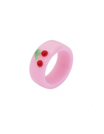 Fashion Pink Resin Cartoon Cherry Ring