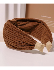 Fashion Coffee Color Cross Wide Brim Woolen Headband