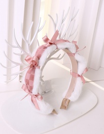 Fashion Pink Plush Leather Stitching Bow Headband