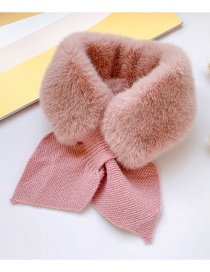 Fashion Korean Powder Stitching 6 Months To 8 Years Old Children's Color Matching Warm Plush Collar (about 6 Months-8 Years Old)