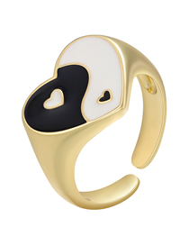 Fashion Black Copper Dripping Oil Love Tai Chi Opening Ring