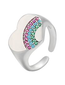 Fashion White Gold Micro-set Fancy Diamond Heart-shaped Ring