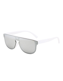 Fashion White Frame White Mercury One-piece Large Frame Sunglasses