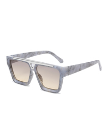 Fashion Grey Porcelain Pattern Frame Double Tea Slices V-square Sunglasses