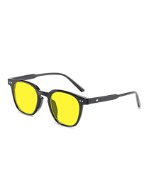 Fashion Black Frame Marine Yellow Big Frame Rice Nail Sunglasses
