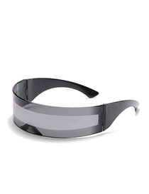 Fashion White Mercury In The Black Frame One-piece Wide-rim Sunglasses