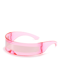 Fashion Pink Frame White Mercury One-piece Wide-rim Sunglasses