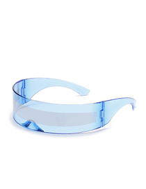 Fashion Blue Frame White Mercury One-piece Wide-rim Sunglasses