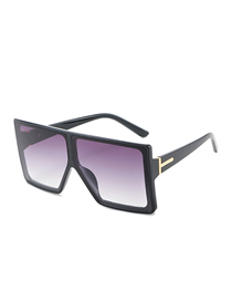 Fashion Black Frame Double Gray Sheet T-shaped Big Frame Sunglasses