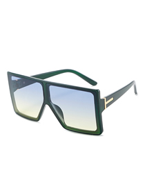 Fashion Green Frame Blue Yellow Film T-shaped Big Frame Sunglasses