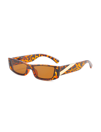 Fashion Leopard Frame Tea Slices Small Frame Cat Eye Sunglasses