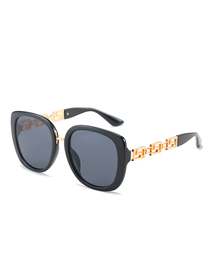 Fashion Black Frame Double Gray Sheet Chain Large Frame Sunglasses