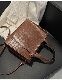 Fashion Dark Brown Large Capacity Brick Crossbody Bag