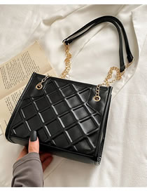 Fashion Black Lingge Large Capacity Shoulder Bag