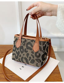 Fashion Light Brown Pu Leopard Print Large Capacity Crossbody Bag
