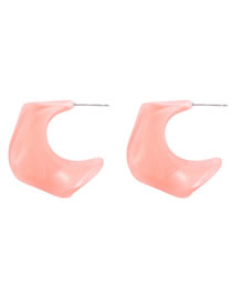 Fashion Pink Alloy Geometric C-shaped Earrings