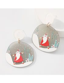 Fashion Santa Claus Resin Plate Christmas Snowman Bell Castle Stud Earrings