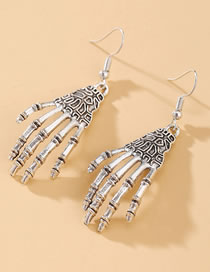 Fashion Silver Halloween Hand Bone Earrings