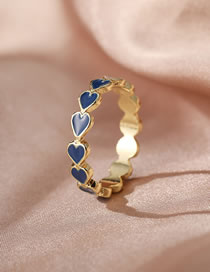 Fashion Blue Alloy Drop Oil Love Heart Ring
