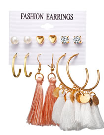 Fashion 2# Geometric Tassel Love Earrings Set