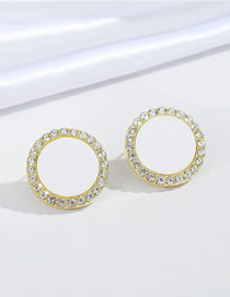 Fashion White Alloy Point Diamond Round Earrings