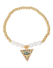 Fashion Color Copper Inlaid Zirconium Pearl Beaded Triangle Eye Bracelet