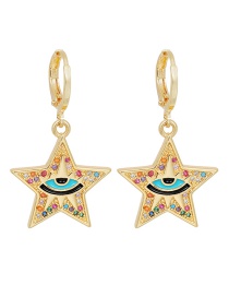 Fashion Color Copper Inlaid Zirconium Five-pointed Star Eye Ear Ring