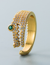 Fashion White Zirconium Gold-plated Copper And Zirconium Geometric Crocodile Ring