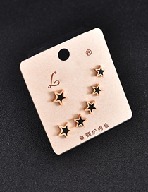 Fashion Black Five-pointed Star Titanium Steel Geometric Star Earring Set