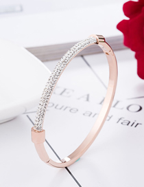 Fashion Rose Gold Titanium Steel Half Circle Full Diamond Bracelet