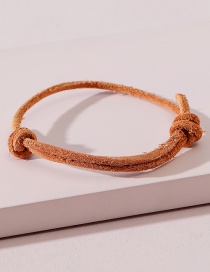 Fashion Coffee Color Cowhide Rope Knotted Drawstring Bracelet